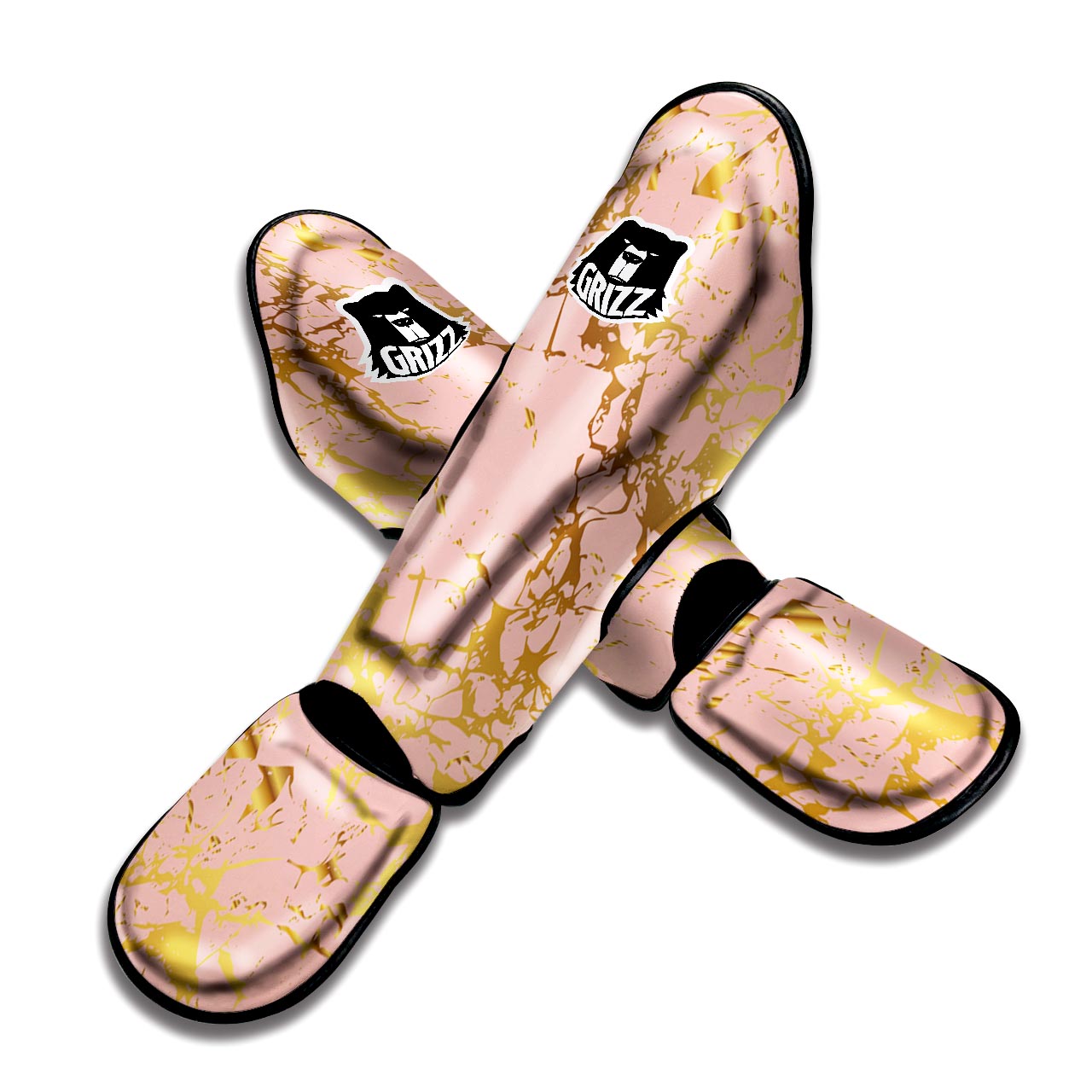 Pink Gold Marble Muay Thai Shin Guard-grizzshop