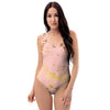 Pink Gold Marble One Piece Swimsuite-grizzshop