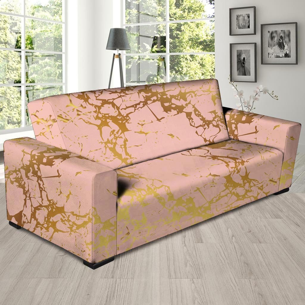 Pink Gold Marble Sofa Cover-grizzshop