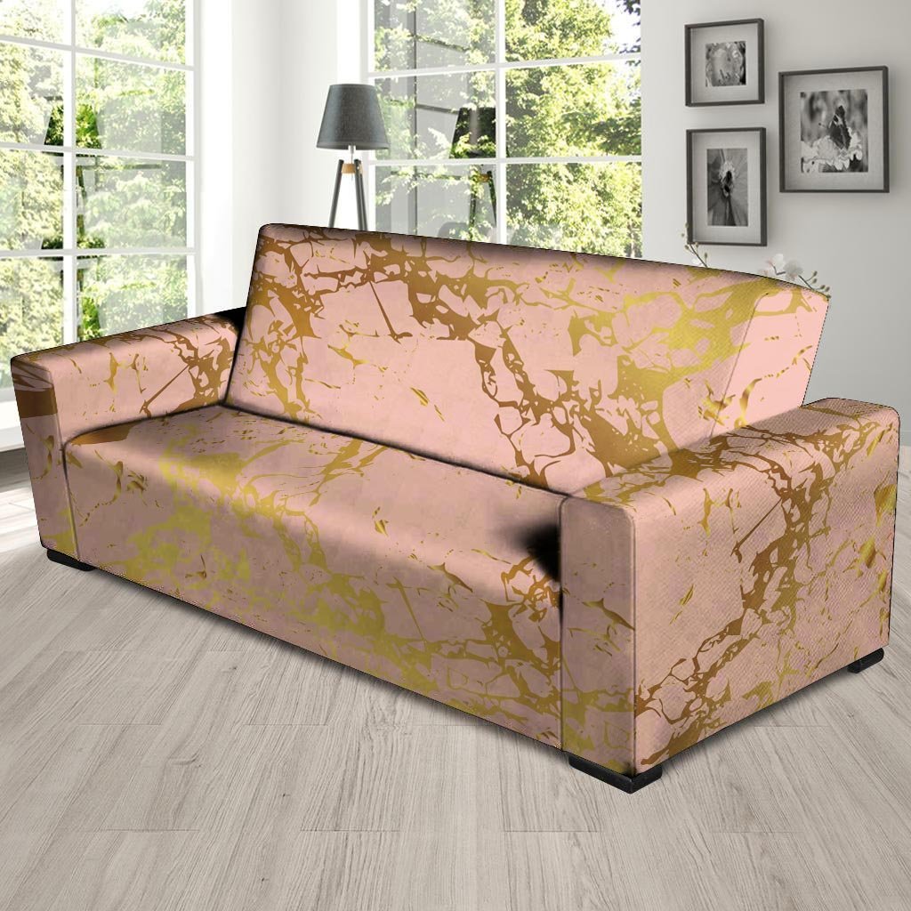 Pink Gold Marble Sofa Cover-grizzshop