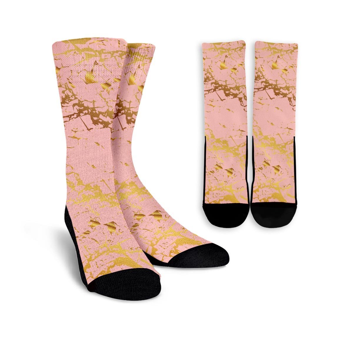 Pink Gold Marble Unisex Socks-grizzshop
