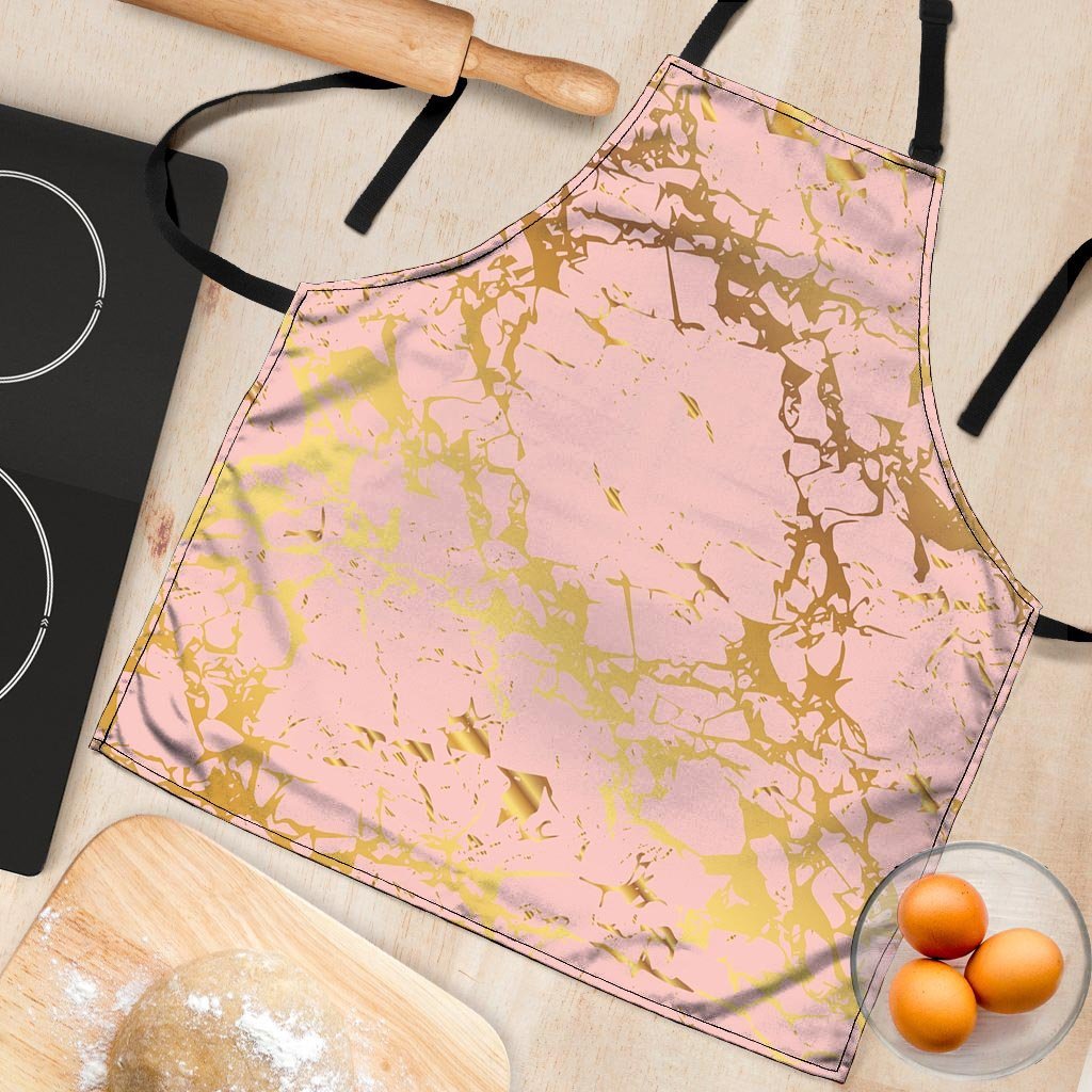 Pink Gold Marble Women's Apron-grizzshop