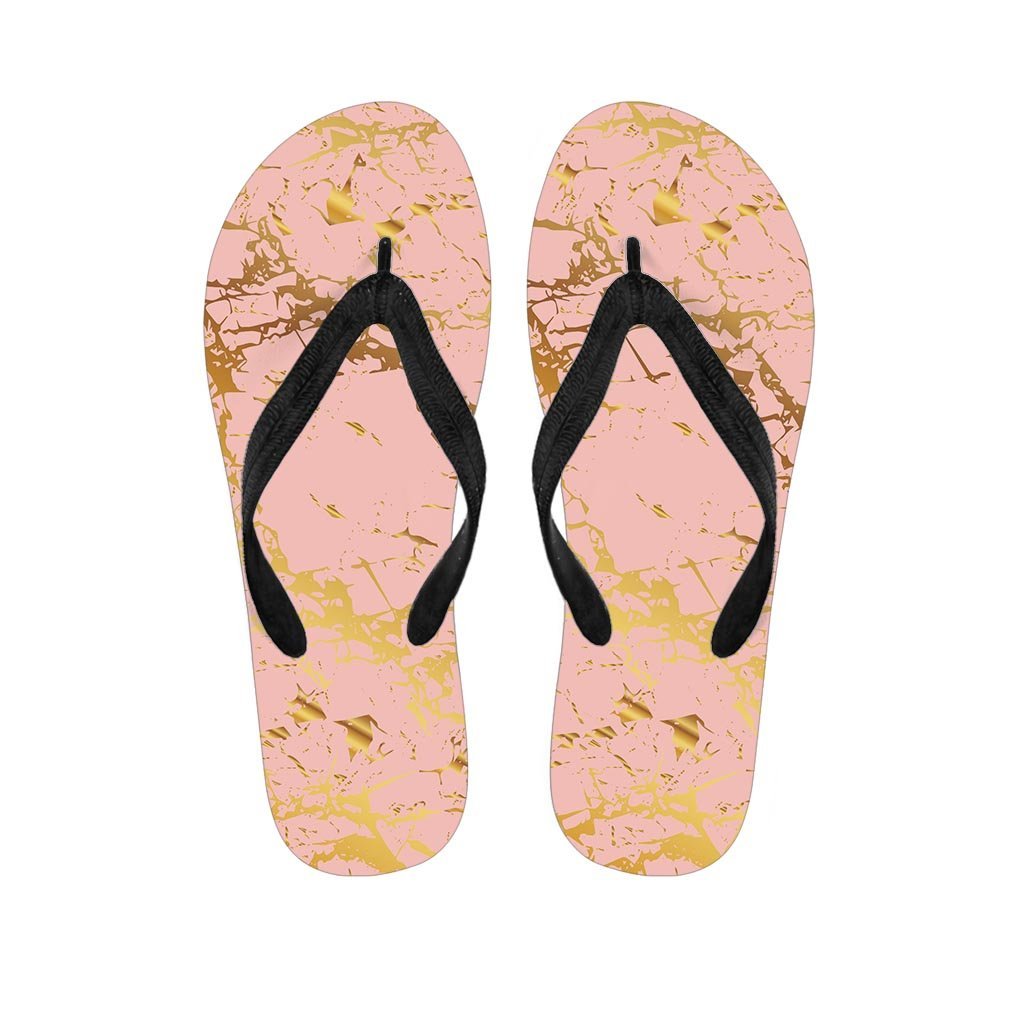 Pink Gold Marble Women's Flip Flops-grizzshop