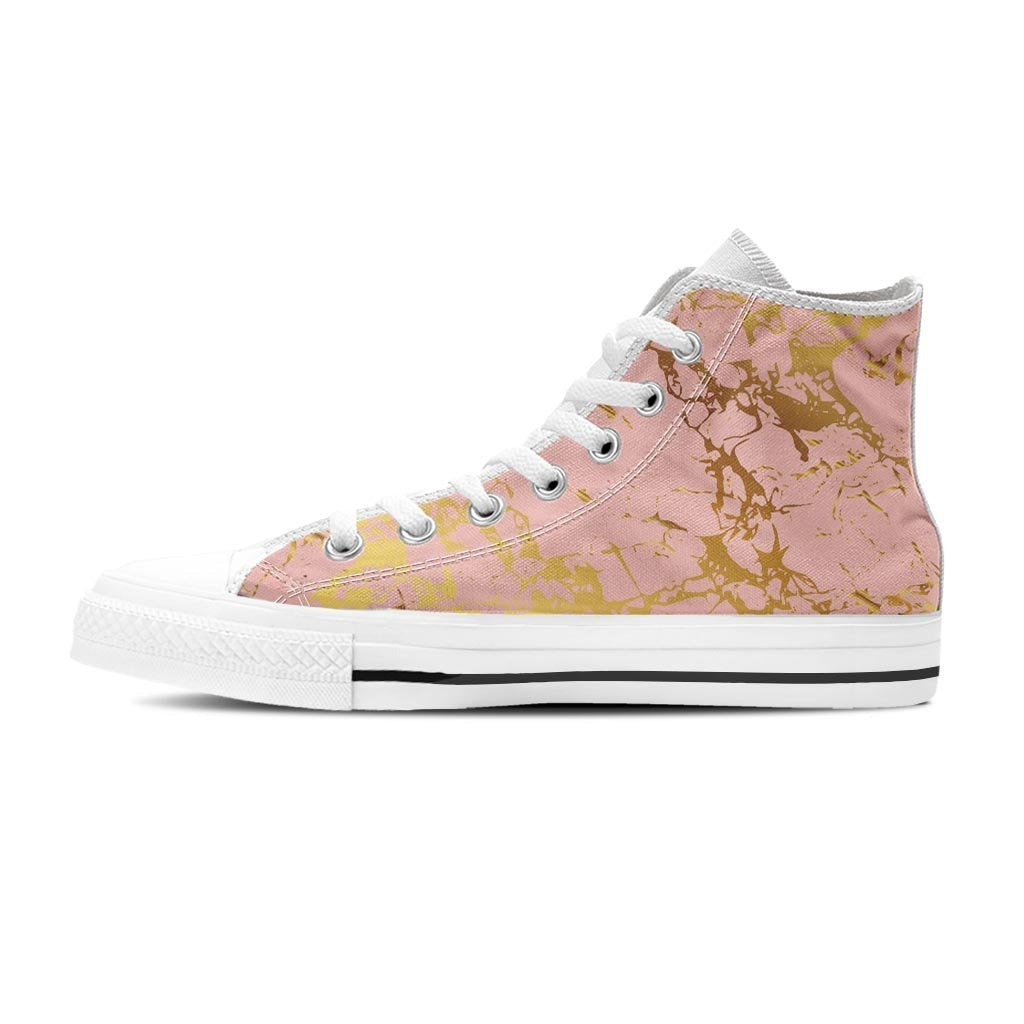 Pink Gold Marble Women's High Top Shoes-grizzshop