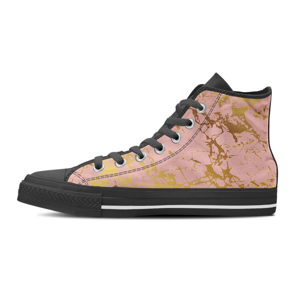 Pink Gold Marble Women's High Top Shoes-grizzshop