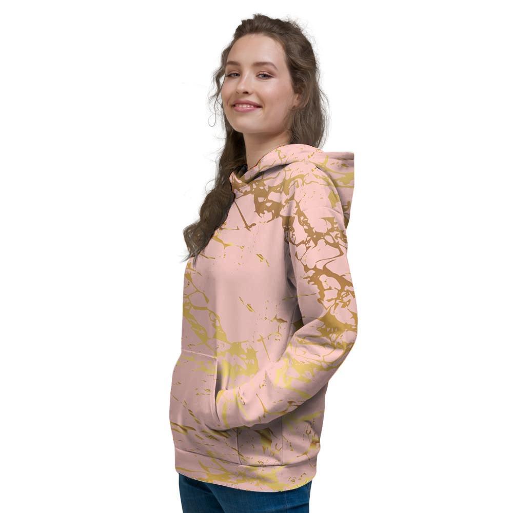 Pink Gold Marble Women's Hoodie-grizzshop