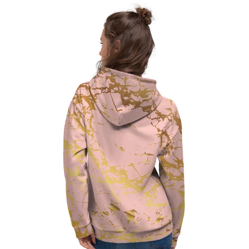 Pink Gold Marble Women's Hoodie-grizzshop