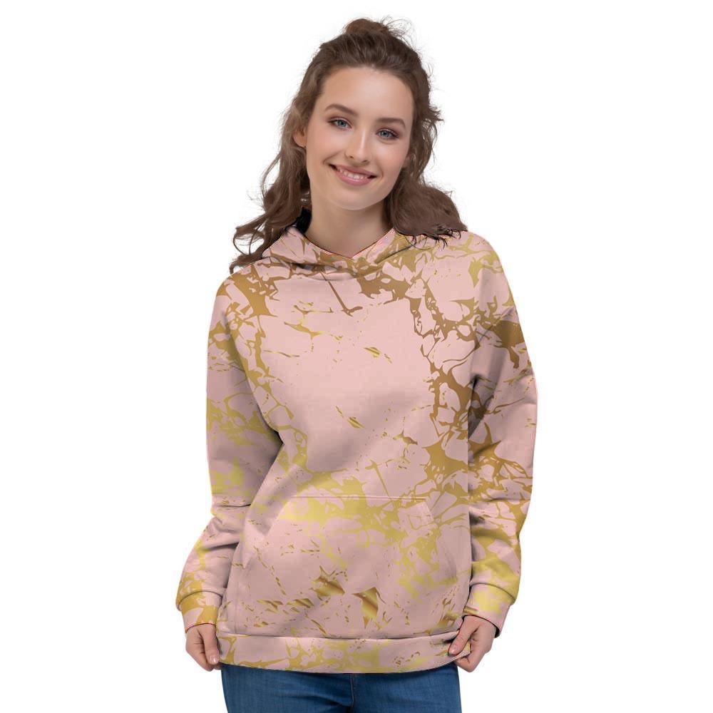 Pink Gold Marble Women's Hoodie-grizzshop