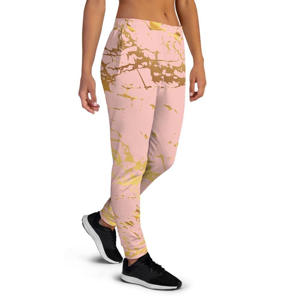 Pink Gold Marble Women's Joggers-grizzshop