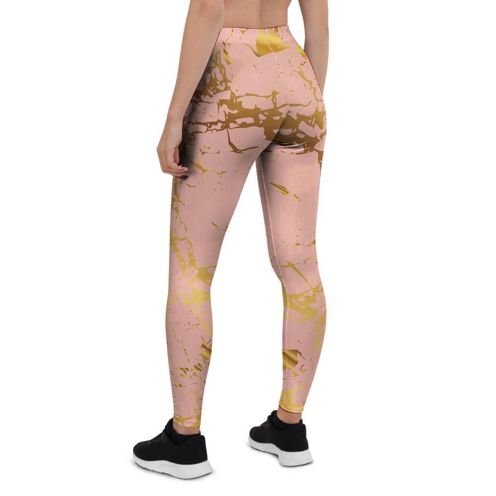 Pink Gold Marble Women's Leggings-grizzshop