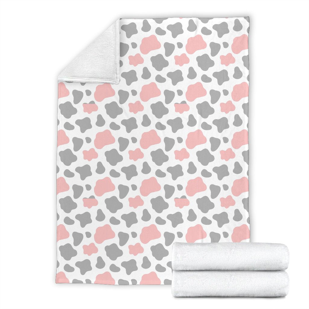 Pink Gray Cow Pattern Print Blanket-grizzshop