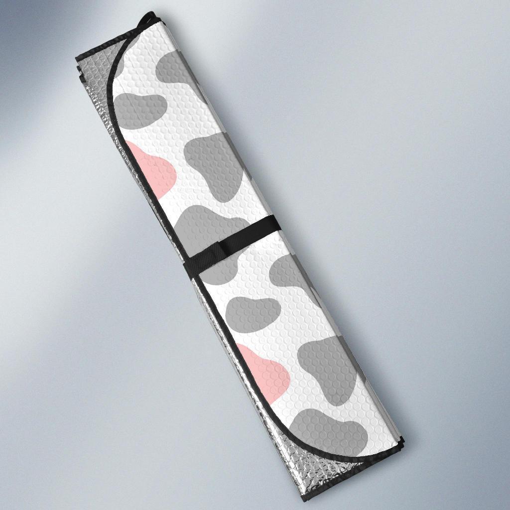 Pink Gray Cow Pattern Print Car Sun Shade-grizzshop
