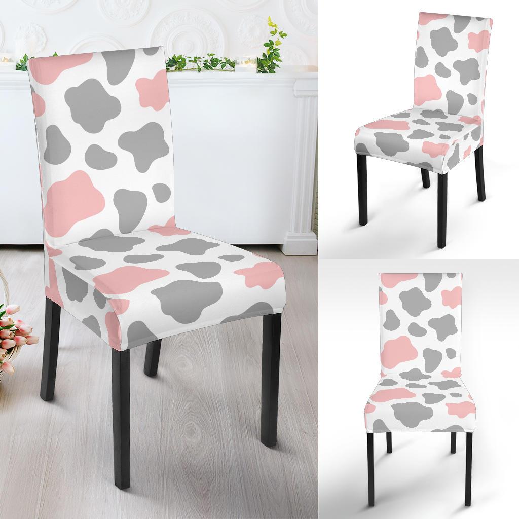 Pink Gray Cow Pattern Print Chair Cover-grizzshop