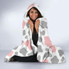 Pink Gray Cow Pattern Print Hooded Blanket-grizzshop