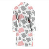 Pink Gray Cow Pattern Print Men Long Robe-grizzshop