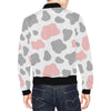 Pink Gray Cow Pattern Print Men's Bomber Jacket-grizzshop