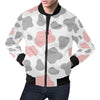 Pink Gray Cow Pattern Print Men's Bomber Jacket-grizzshop