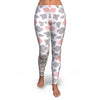 Pink Gray Cow Pattern Print Pattern Women Leggings-grizzshop