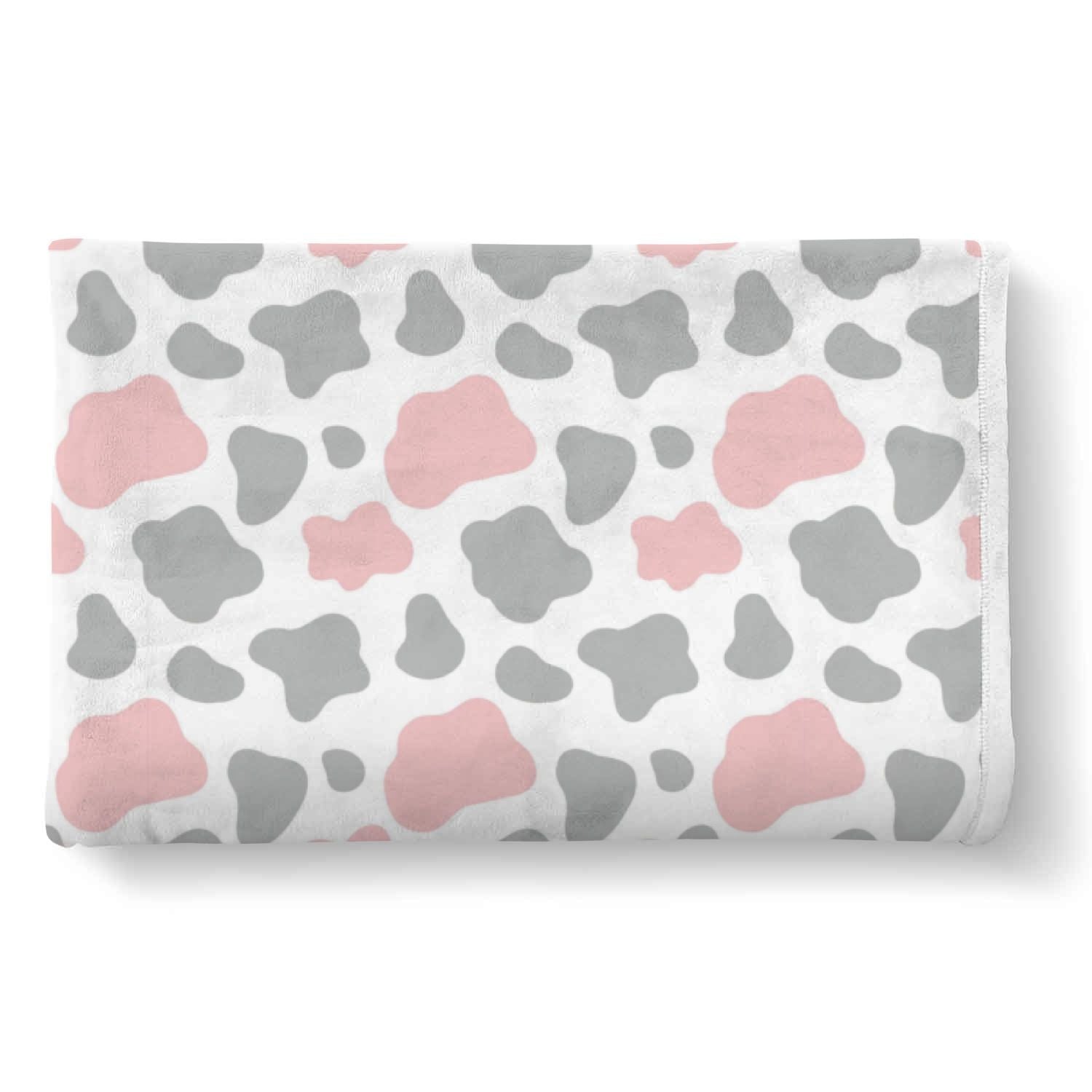 Pink Gray Cow Pattern Print Throw Blanket-grizzshop