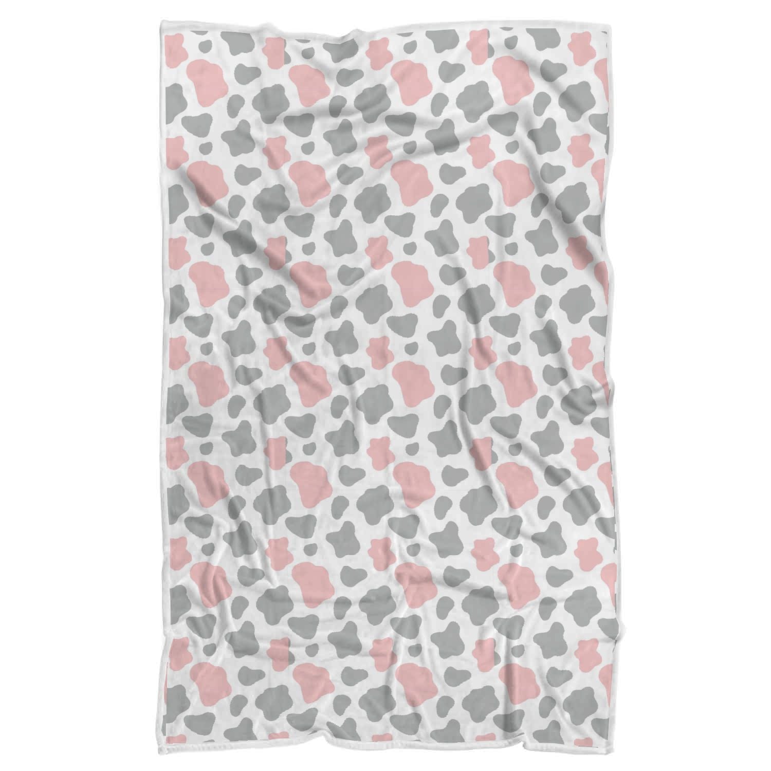 Pink Gray Cow Pattern Print Throw Blanket-grizzshop