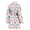 Pink Gray Cow Pattern Print Women Long Robe-grizzshop