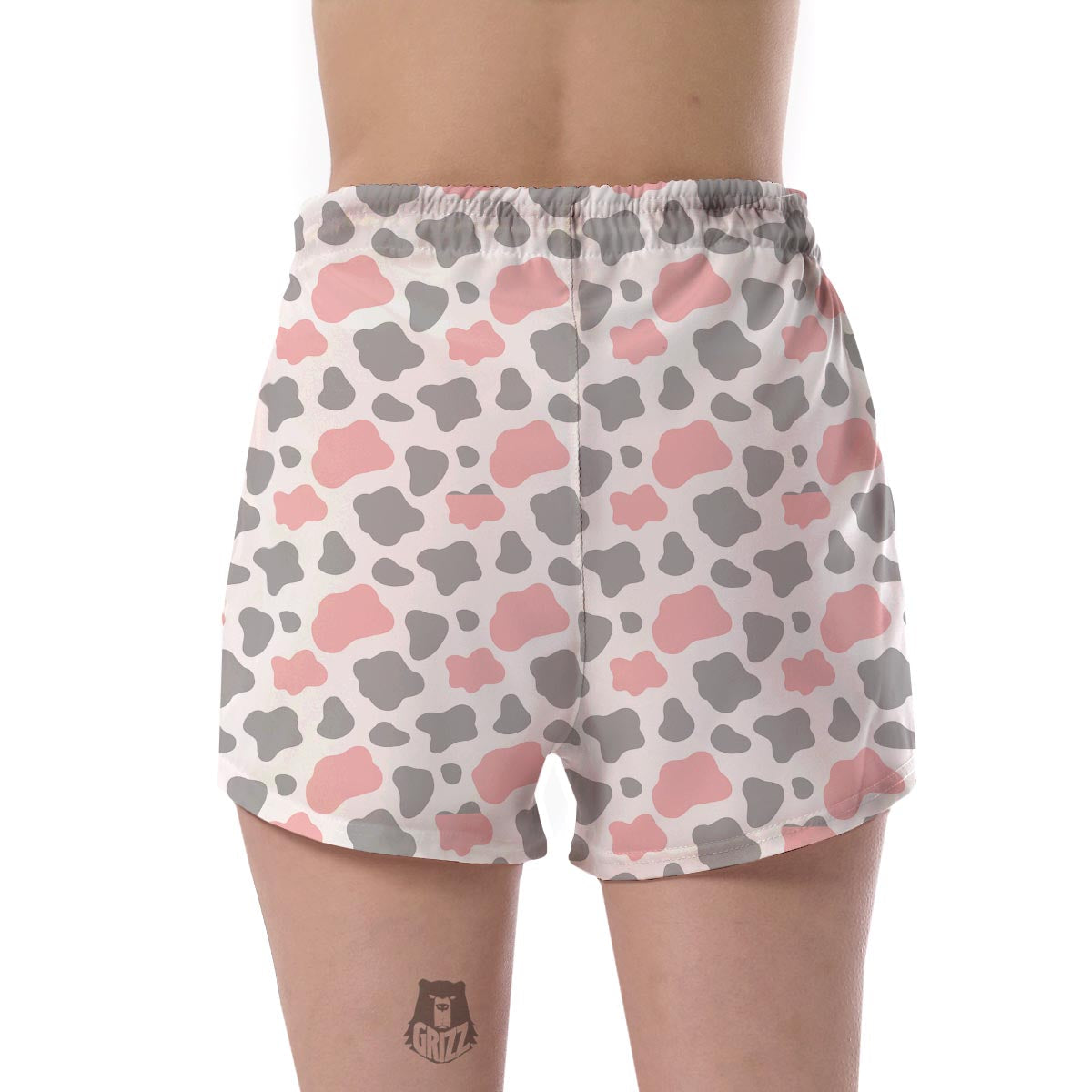 Pink Gray Cow Pattern Print Women's Shorts-grizzshop