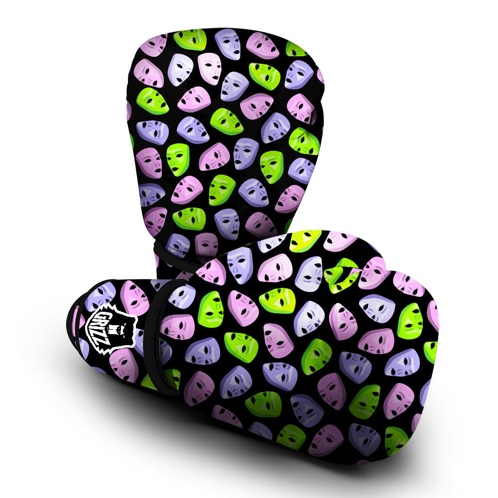 Pink Green And Purple Theater Masks Print Pattern Boxing Gloves-grizzshop