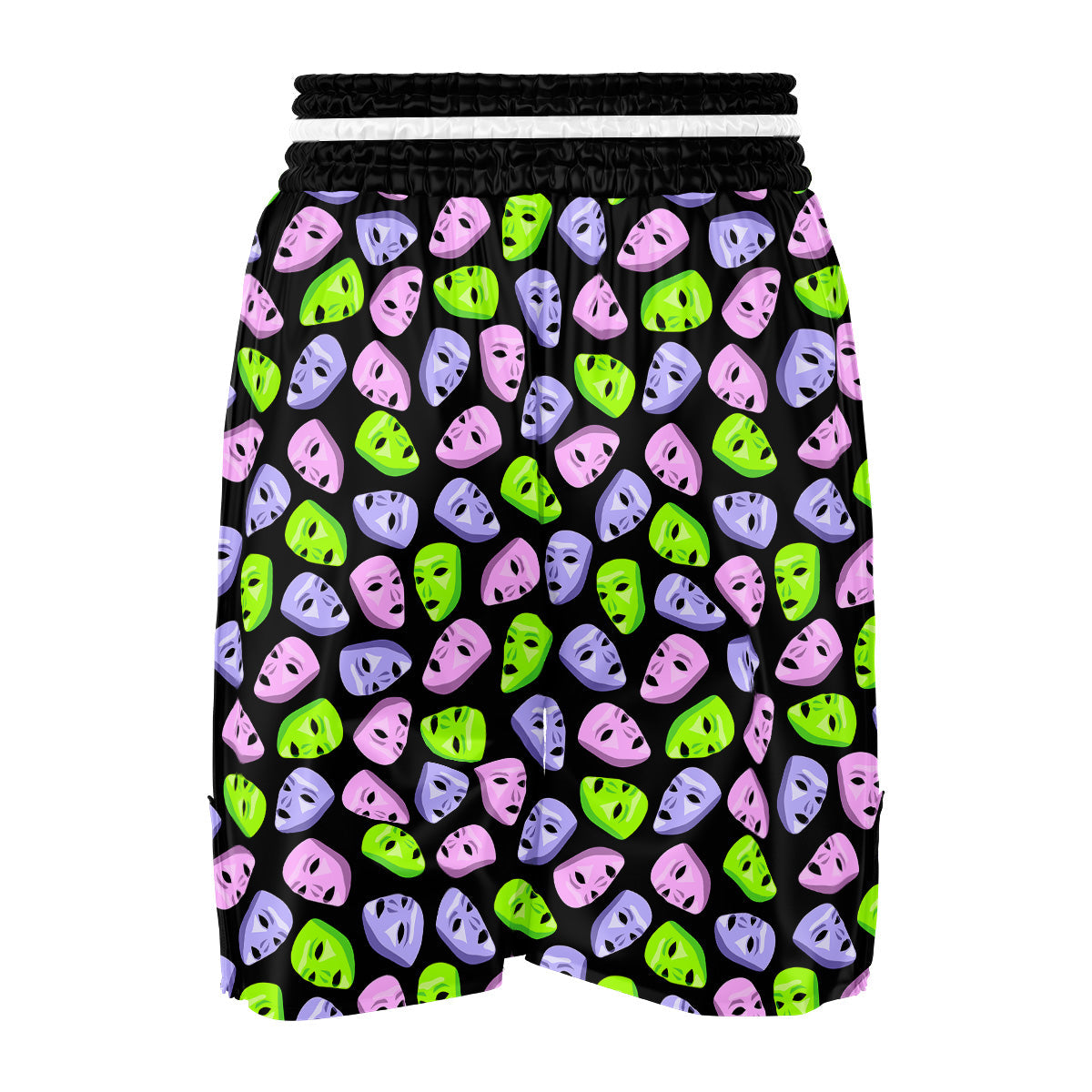 Pink Green And Purple Theater Masks Print Pattern Boxing Shorts-grizzshop