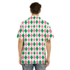 Pink Green And White Argyle Print Men's Hawaiian Shirt-grizzshop