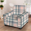 Pink Grey Plaid Tartan Armchair Cover-grizzshop