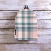 Pink Grey Plaid Tartan Backpack-grizzshop