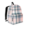 Pink Grey Plaid Tartan Backpack-grizzshop