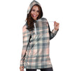 Pink Grey Plaid Tartan Hoodie Dress-grizzshop