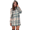 Pink Grey Plaid Tartan Hoodie Dress-grizzshop