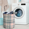 Pink Grey Plaid Tartan Laundry Basket-grizzshop