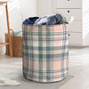 Pink Grey Plaid Tartan Laundry Basket-grizzshop