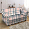 Pink Grey Plaid Tartan Loveseat Cover-grizzshop