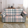 Pink Grey Plaid Tartan Loveseat Cover-grizzshop