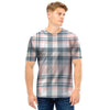 Pink Grey Plaid Tartan Men T Shirt-grizzshop