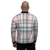 Pink Grey Plaid Tartan Men's Bomber Jacket-grizzshop