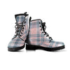 Pink Grey Plaid Tartan Men's Boots-grizzshop