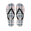 Pink Grey Plaid Tartan Men's Flip Flops-grizzshop