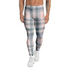 Pink Grey Plaid Tartan Men's Leggings-grizzshop