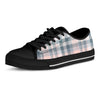 Pink Grey Plaid Tartan Men's Low Top Shoes-grizzshop