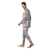 Pink Grey Plaid Tartan Men's Pajamas-grizzshop