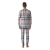 Pink Grey Plaid Tartan Men's Pajamas-grizzshop