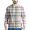 Pink Grey Plaid Tartan Men's Sweatshirt-grizzshop