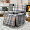 Pink Grey Plaid Tartan Recliner Cover-grizzshop