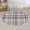 Pink Grey Plaid Tartan Round Rug-grizzshop