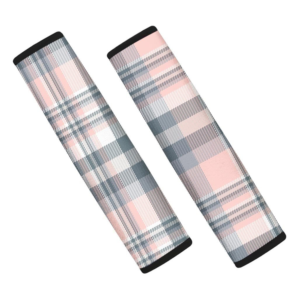 Pink Grey Plaid Tartan Seat Belt Cover-grizzshop